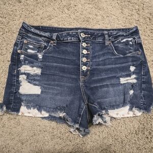 American Eagle Outfitters Blue Distressed Jean Shorts